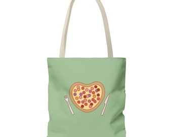 Y2K Heart Pizza Tote Bag | Foodie Gift for Her | Kawaii Aesthetic Canvas Bag