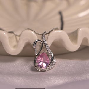 Elegant Silver Double Swan Necklace with Blue Crystals for Formal Galas main image 0