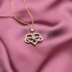 Vergoldete Herz Halskette - Infinity Anhänger Halskette - Herz Halskette für Geschenk - Elegante Infinity Halskette für Frauen - Herz Schmuck