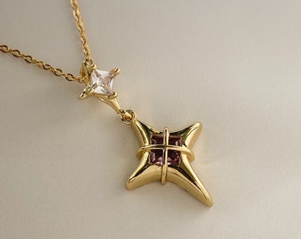 North Star Necklace - Gold Plated North Star Necklace - Celestial North Star Pendant - Diamond Star Necklace - Celestial Jewelry For Gift