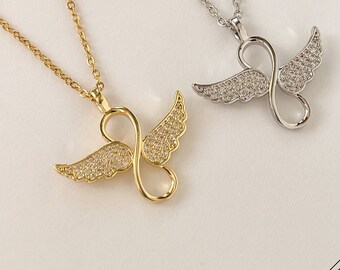 Elegant Swan Necklace - Infinity Pendant - 18k Gold Plated Swan Necklace - 925 Sterling Silver Infinity Jewelry - Wings of Angel Necklace