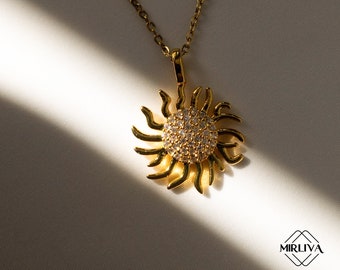 Sun Necklace - Dainty Sunrise Jewelry - Trendy Gold plated Sun Pendant - Sun Symbol Necklace - Gift For Her - Minimalist Necklace