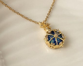 Sierlijke gouden blauwe zirkoon ketting - elegante vergulde sieraden - 18K goud gevulde hanger ketting - uniek cadeau voor moeder