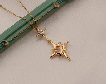 North Star Silver Necklace - 18K Gold Plated Star Pendant - Celestial Jewelry For Gift