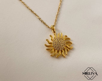 Sun Necklace - Dainty Sunrise Jewelry - Trendy Gold plated Sun Pendant - Sun Symbol Necklace - Gift For Her - Minimalist Necklace