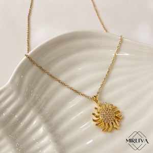 Sun Necklace - Dainty Sunrise Jewelry - Trendy Gold plated Sun Pendant - Sun Symbol Necklace - Gift For Her - Minimalist Necklace