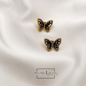 18K Gold Plated Butterfly Stud Earrings: Elegant Stainless Steel Jewelry