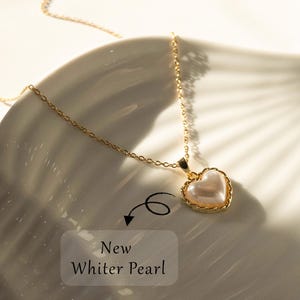 淡水パールネックレス - ハート型パールネックレス - 女性のためのユニークなジュエリー - 18K ゴールドフィルド ハートペンダント - ガールフレンドへのギフト