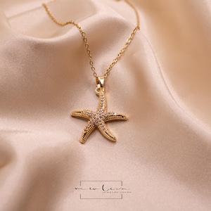Gold Starfish Necklace - Starfish Charm Necklace For Women - Beach Necklace - Sea Pendant Jewelry For Gift - Layering Necklace For Her
