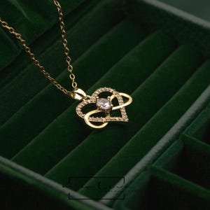 ハートシェイプネックレス - 18Kゴールドメッキジルコンジェムストーンペンダント - ギフトに最適なインフィニティジュエリー