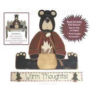Bear Bench Sitter Wood Pattern, Rustic Cabin Porch Decor (Full-Size Paper Pattern)