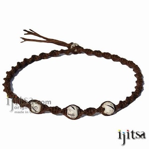 Light Brown Twisted Hemp White Bones twisted Surfer Style  Choker Necklace