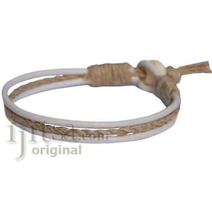 Cuir blanc et bracelet de chanvre ou bracelet de cheville