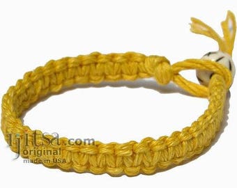 Yellow Hemp Surfer Bracelet or Anklet