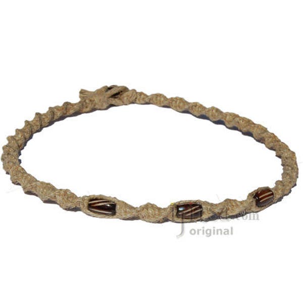 Thick Natural Twisted Hemp Brown Bone Beads Necklace
