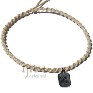 Natural Twisted Hemp Choker Necklace with Scorpio Zodiac Sign