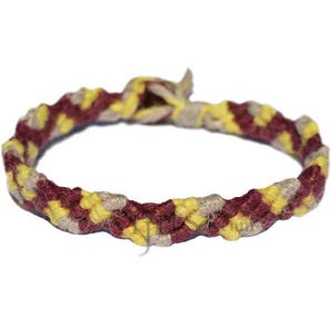 Bordo, lemon and natural hemp Snake bracelet or anklet