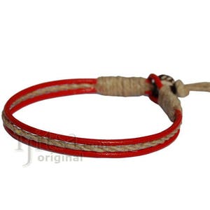 Red leather & hemp racelet or anklet