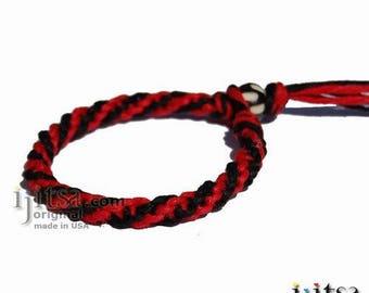 Red and Black Hemp Round Bracelet or Anklet