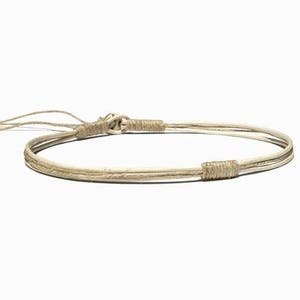 Round White leather & hemp surfer style necklace