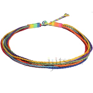 Multistrand rainbow hemp necklace, pride, LGBT