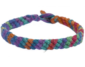 Bright rainbow hemp diagonal bracelet or anklet