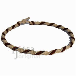 Natural twisted hemp necklace chocolate leather
