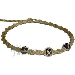 Olive rainbow twisted hemp black bone beads choker necklace