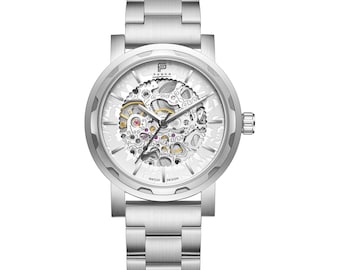 Luxury Men's Silver Watch | Wrist Watches (Metal Link Band) Automatic Timepiece - SEMPER by PUNCH