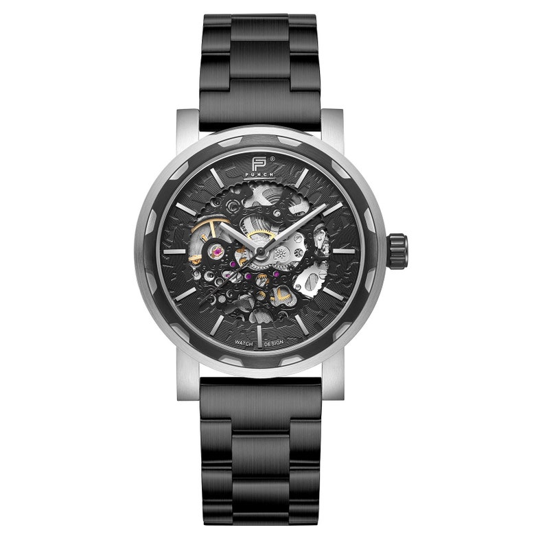 Herrenuhr, einzigartige Uhr für Männer, luxuriöse Herrenuhr, Gehäuse aus gebürstetem Stahl Silber, Schwarz, Roségold Bild 7