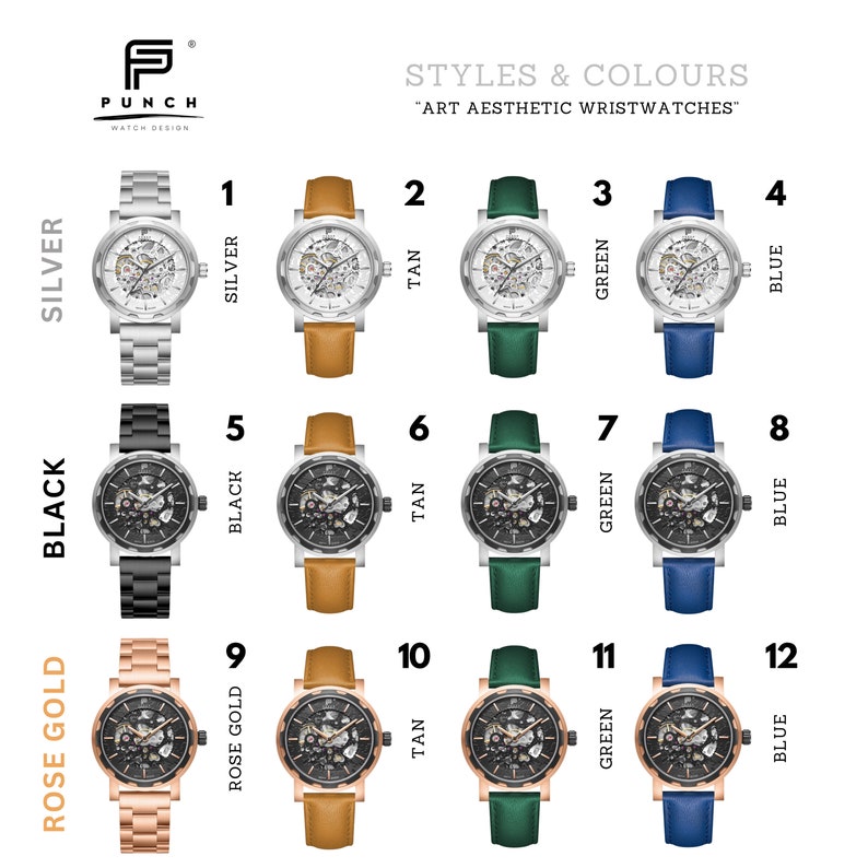 Herrenuhr, einzigartige Uhr für Männer, luxuriöse Herrenuhr, Gehäuse aus gebürstetem Stahl Silber, Schwarz, Roségold Bild 8