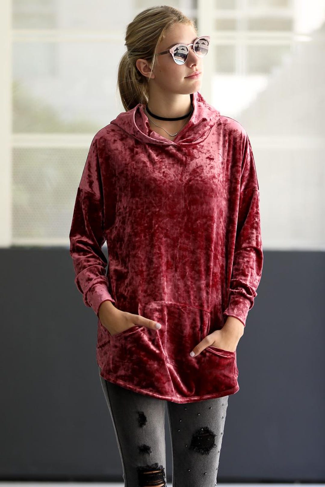 Taracella Checkerboard Zipped Kangaroo Hoodie main image 0