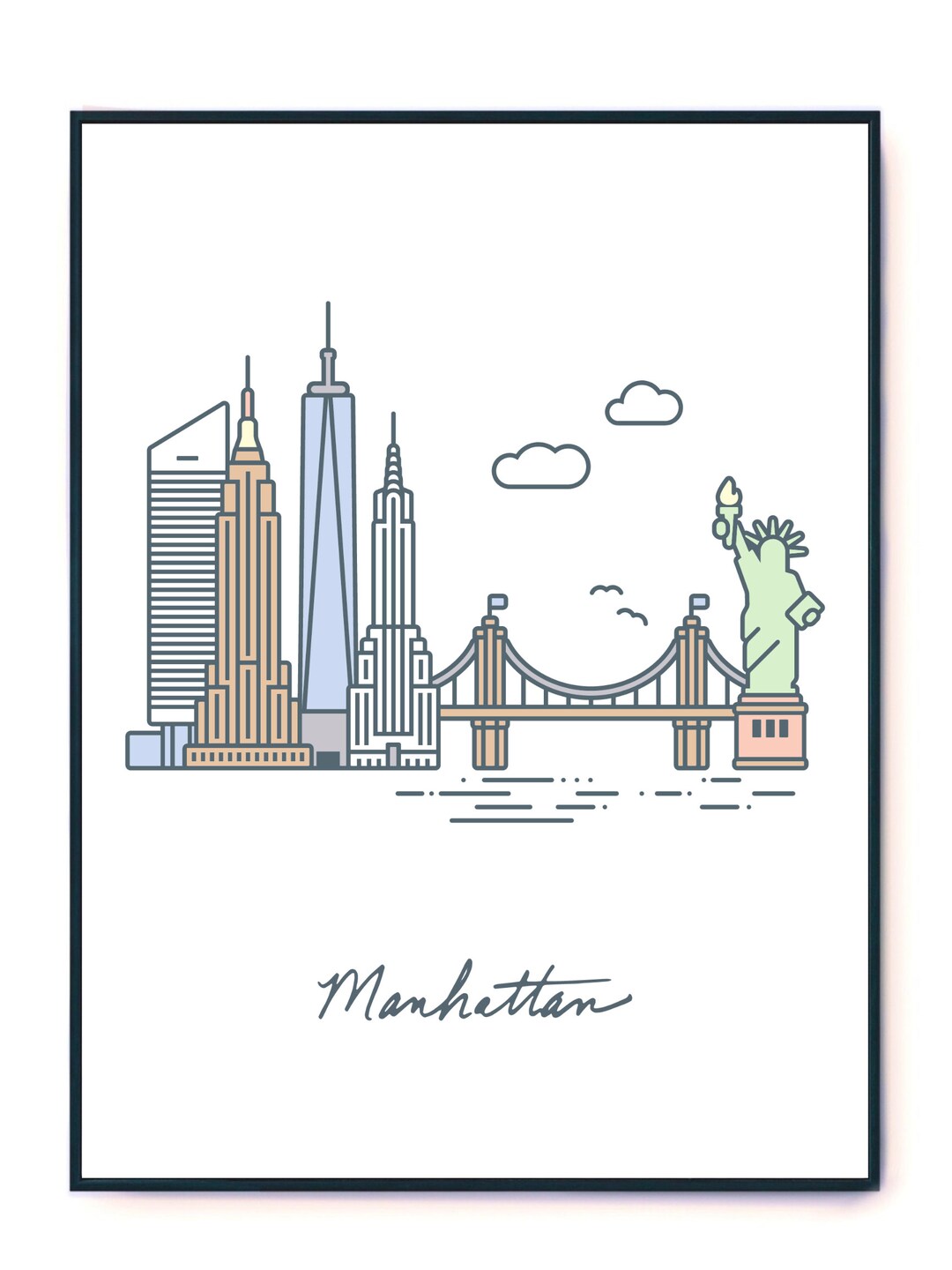 Manhattan; NYC Poster; City Art; Dorm Poster; Aesthetic; Wall Art ...