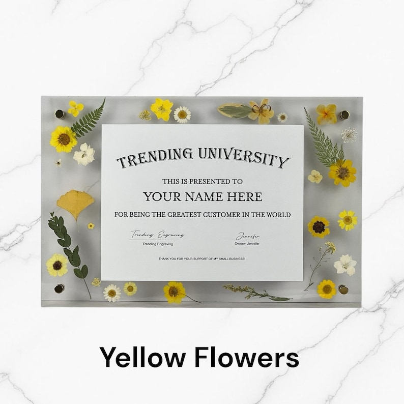 Marco de diploma con flores prensadas de acrílico imagen 8