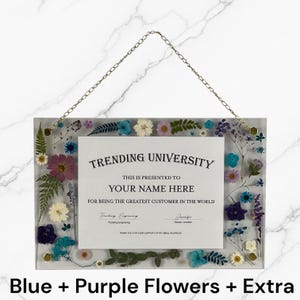 Marco de diploma con flores prensadas de acrílico imagen 15