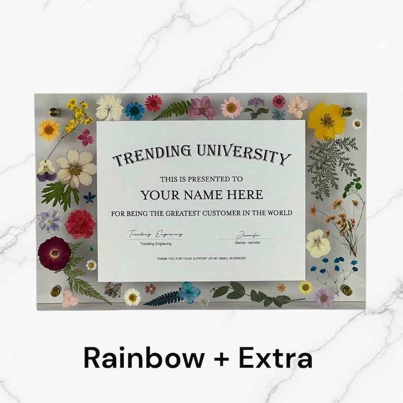 Marco de diploma con flores prensadas de acrílico imagen 16