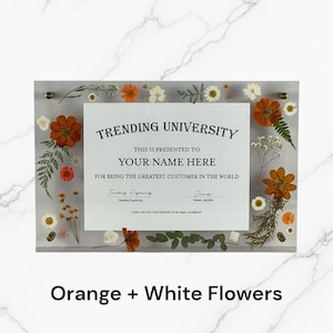Marco de diploma con flores prensadas de acrílico imagen 7