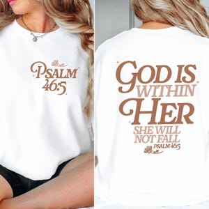 God Is Within Her She Will Not Fall Hoodie, Christian Shirt, Faith Sweatshirt, Bible Verse Gift, Religious T-Shirt, Inspirational Apparel