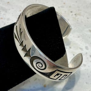 Native American Important Vintage Hopi Harvey Quanimptewa Sterling Silver Geomtric Bracelet Native American Important Vintage Hopi Harvey Quanimptewa Sterling Silver Geomtric Bracelet
