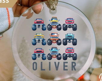 Monster Truck Christmas Ornament, Personalized Christmas Ornament, Monster car, watercolor,  Kids Ornament, Christmas Keepsake, Boy Ornament
