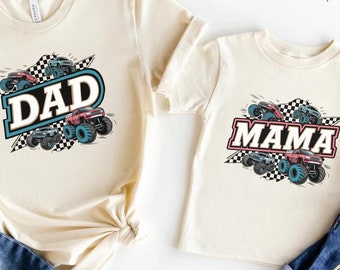 monster truck mama and dad matching sweatshirts birthday matching outfits mommy and daddy hoodie monster trucks lovers sweatshirt