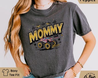 Comfort Colors Monster Truck Mama boxy fit Shirt Pregnant Mom Shirt Monster Truck crop Shirt Boy Party Shirt New Mom Shirt Baby Shower Gift