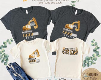 Personalized Big brother Shirt Future Big Brother Big sister Under Construction Big Bro Excavator Crew Construction Pregnancy Announcement