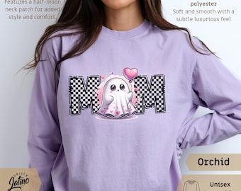 Comfort Colors Checker Cute Ghost Sweatshirt Valentines Day Hoodie Cozy Heart Ghost Crewneck Valentines Day shirt Heart Pullover