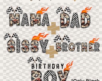 PNG Bundle mama dad sissy brother and Birthday Boy Monster Truck PNG Racing  Checkered Flags Digital Download Car Party Sublimation Design
