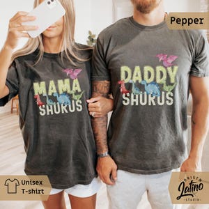 Comfort Colors MamaSaurus DadaSaurus Tees Matching Family Dinosaur Birthday Shirts Kids Dino Tee Mommy and Me Family Tees Mom Dad Dino Tees