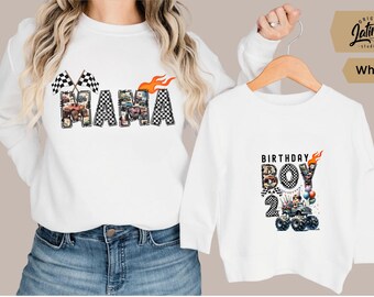 Monster Truck Birthday Boy Family Matching Shirts Custom Birthday Party Shirts Monster Truck Theme Outfit Personalized Family Birthday Shirt