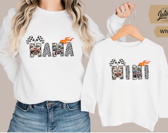 Mama Monster Truck Matching sweatshirts family Monster Truck Shirt Custom Name Matching Family hoodies Truck Lover Mom Dad and Boy Outfit