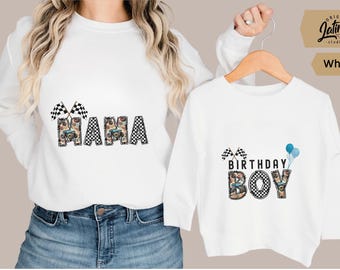 Monster Truck Birthday Boy Family Matching Shirts Custom Birthday Party Shirts Monster Truck Theme Outfit Personalized Family Birthday Shirt