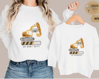 Personalized Big brother Shirt Future Big Brother Big sister Under Construction Big Bro Excavator Crew Construction Pregnancy Announcement
